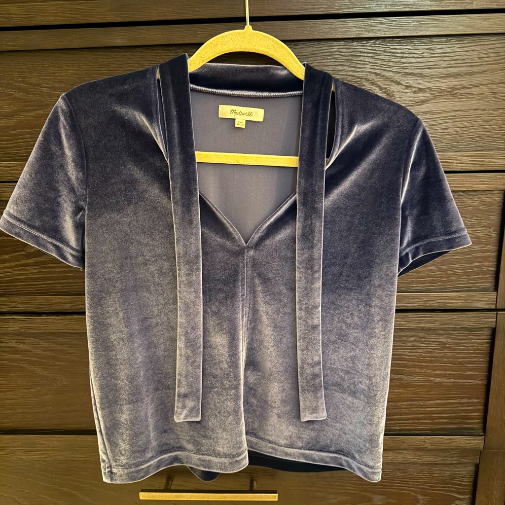Madewell Navy Velvet Blouse